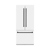 ZLINE Autograph Edition French Door Refrigerator, Internal Water, Ice Dispenser, White Matte, Champagne Bronze Accents RBIVZ-WM