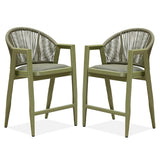 PURPLE LEAF Outdoor Bar Stools Set of 2 – Counter Stools Bar Stools with Aluminum Frame & Backrest for Patio, Kitchen Island & Bistro Stools