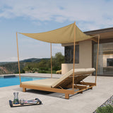 PURPLE LEAF Outdoor Daybed for Patio, Poolside Chaise Lounge Bed with Cushion, Olefin Blend Fabric, Aluminum Frame Sunbed with Side Table for Deck and Backyard