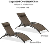 PURPLE LEAF Outdoor Chaise Lounge Chair Patio Pool Lounger Bronze Aluminum Chairs with Side Table Adjustable Tanning Recliner for Outside Backyard Yard Deck Balcony Beach