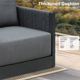 PURPLE LEAF Sanori L-Shaped Patio Couch Set Modular Sofa with Grey Cushions and Ottoman for Backyard