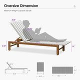 PURPLE LEAF Outdoor Teak Chaise Lounge Chair, Wood Grain Aluminum Outdoor Pool Lounge Chairs with Adjustable Backrest, Breathable Recliner for Patio, Poolside, Garden