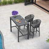 PURPLE LEAF Outdoor Bar Stools Counter Stools Rattan Bar Stools Chair with Backrest for Indoor or Outdoor, Kitchen lsland