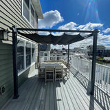 PURPLE LEAF Outdoor Pergola with Retractable Canopy Aluminum Shelter for Porch Garden Beach Shade Pavilion Pergola Modern Backyard Deck