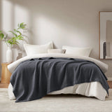 Soft Cotton Waffle Weave Blanket, Dark Grey