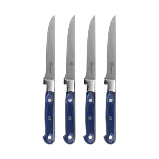 Au Nain, Set of 4 Steak Knives, with Pearlized Blue Handles