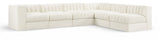 Rummi - Velvet Performance Fabric Upholstered 6 Piece Modular Sectional (With 3 Corner Chairs)