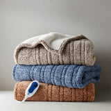 Marbled Sherpa Heated Throw, Blue