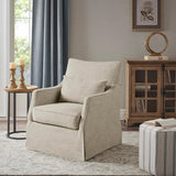 Skirted Swivel Accent Chair Mid-Century Armchair , Beige *