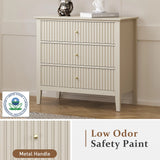 Large Fluted 3 Drawer Dresser, Modern Nightstand Cabinet