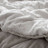 Long Faux Fur Comforter Mini Set, Grey