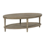 Oval Coffee Table with Shelf, Reclaimed Greige