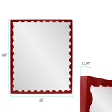 Santosh Rectangular Mirror with Inner Scalloped Edge in Glossy Burgundy