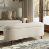 48"W Boucle Flip Top Storage Bench, Cream