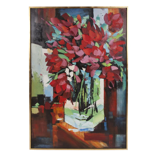 Red Tulips In Vase Hand Painted Original Art