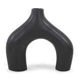 Beltram Black Modern Styled Ceramic Footed Vase