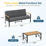 Patio Sofa with Cushions and Coffee Table
