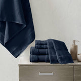 Turkish Cotton 6-Piece Bathroom Towel Set, Navy Blue