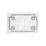 High Pile Bordered Bathroom Rug, White