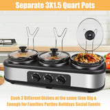 Triple 1.5QT Stainless Slow Cooker Buffet Server