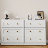 3 Drawer Nightstand, Large Bedside Table with Golden Round