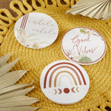 Boho Ceramic Coaster Set of 6 with Holder