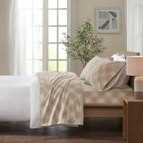 Flannel Cotton Winter Sheet Set, Plaid, Tan