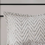 Chevron Faux Fur Comforter/Duvet Cover Set, Grey