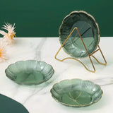 4pcs Flower Shape Snack Plate Set With Rack