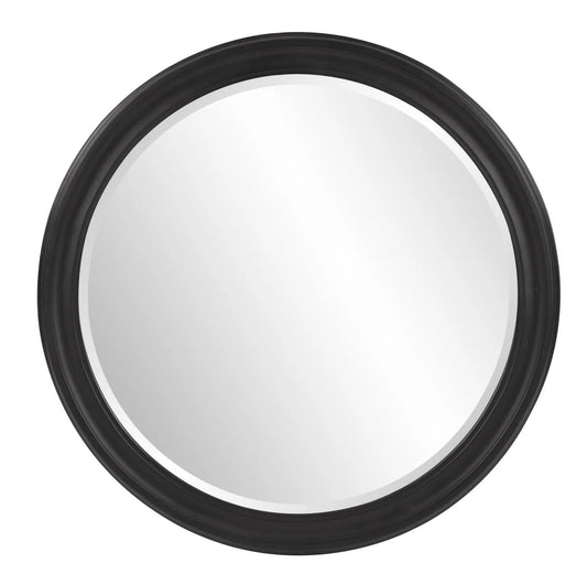 George Matte Black Round Mirror