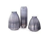 Cool Ice Blue Ribbed Cylindrical Vessel