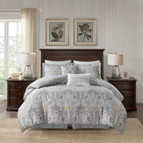 Grey Boho Damask 6-Piece Comforter/5-Piece Duvet Set