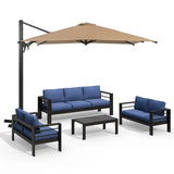5-Piece Aluminum Patio Set with Umbrella and Loveseats