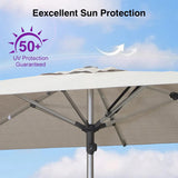 PURPLE LEAF Semi-Auto Outdoor Market Table Umbrella with Heavy-Duty Fabric