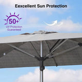 PURPLE LEAF Semi-Auto Outdoor Market Table Umbrella with Heavy-Duty Fabric