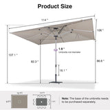 PURPLE LEAF Semi-Auto Outdoor Market Table Umbrella with Heavy-Duty Fabric