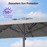 PURPLE LEAF Semi-Auto Outdoor Market Table Umbrella with Heavy-Duty Fabric