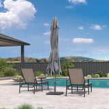PURPLE LEAF Semi-Auto Outdoor Market Table Umbrella with Heavy-Duty Fabric