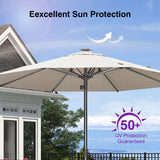 PURPLE LEAF Semi-Auto Outdoor Market Table Umbrella with Heavy-Duty Fabric