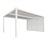 PURPLE LEAF Athena Louvered Pergola white Outdoor Aluminum Pergola with Shutter Wall Adjustable Gazebo Rainproof for Patio Deck Garden