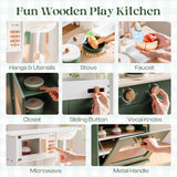 ROBUD Wooden 3 Pieces Kids Kitchen Playset - Vintage Green