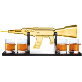 AK Gold Whiskey Decanter Set With 4 Bullet Whiskey Glasses