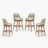 PURPLE LEAF Outdoor Swivel Bar Stools Set of 2 Patio 360° Rotating All-Weather Wicker Stools with Back and Cushion for Outside Backyard Kitchen Bistro Garden Bar