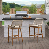PURPLE LEAF Outdoor Bar Stools Wicker Rattan Bar Stools with Back Aluminum Outside Garden Patio Bar Chairs
