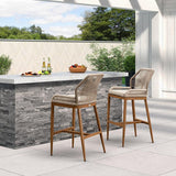 PURPLE LEAF Bar Stools Set of 4 Outdoor Aluminum Barstools with Back Modern Wicker Rattan Boho Garden Pool Patio Bar Chairs
