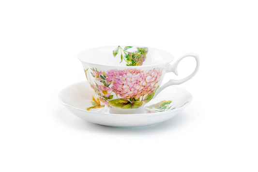 Hydrangea Hummingbird Bone China Cup & Saucer, 7oz