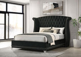 Barzini Upholstered Eastern King Wingback Bed Black