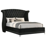 Barzini Upholstered Eastern King Wingback Bed Black