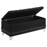 Barzini Velvet Upholstered Tufted Storage Bench Black