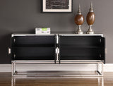 Marbella Contemporary Sideboard Buffet with Mirrored Finish & Durable Chrome Base for Modern Dining